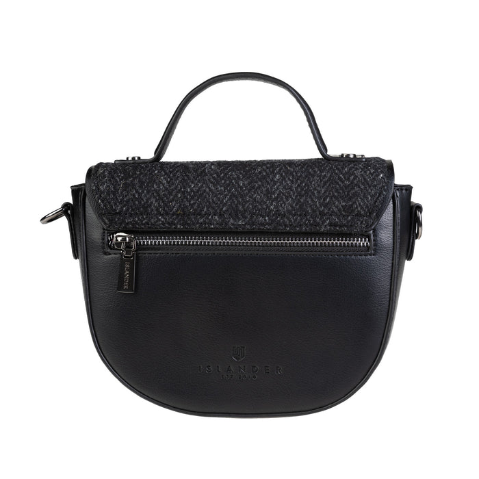 Cobble Satchel Black Herringbone - Heritage Of Scotland - BLACK HERRINGBONE