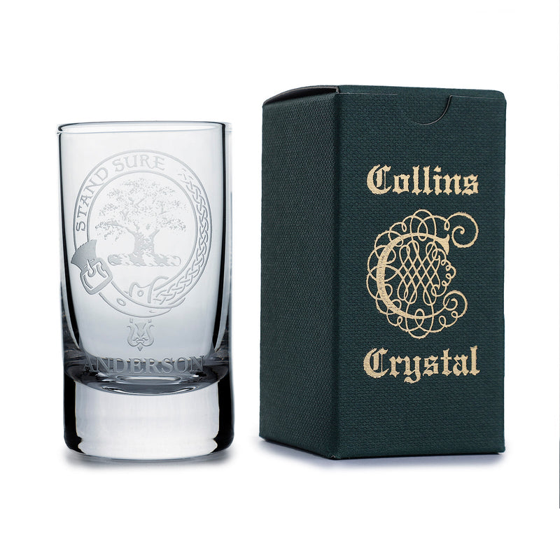 Collins Crystal Clan Shot Glass Anderson - Heritage Of Scotland - ANDERSON