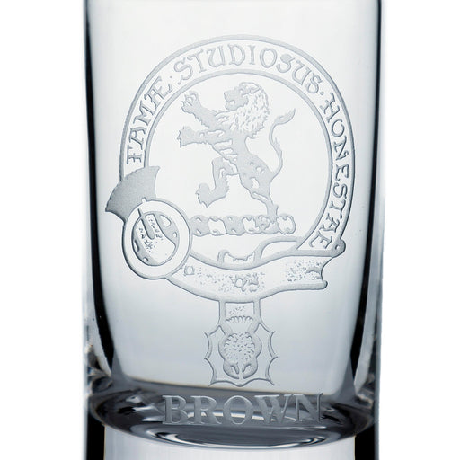 Collins Crystal Clan Shot Glass Brown - Heritage Of Scotland - BROWN