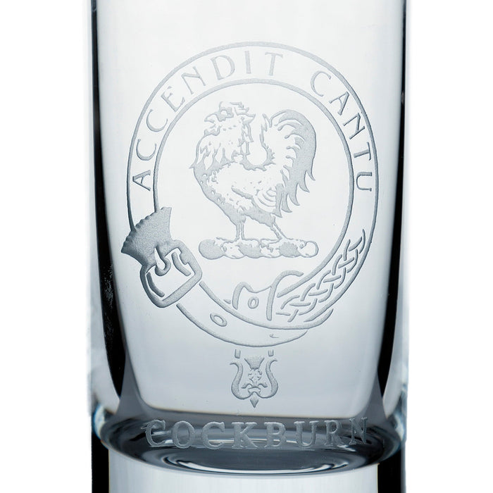Collins Crystal Clan Shot Glass Cockburn - Heritage Of Scotland - COCKBURN