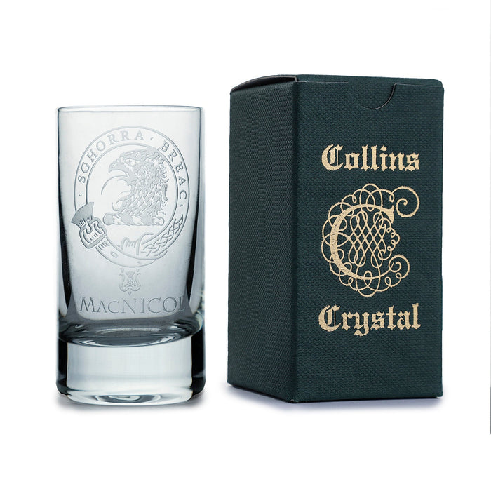 Collins Crystal Clan Shot Glass Macnicol - Heritage Of Scotland - MACNICOL