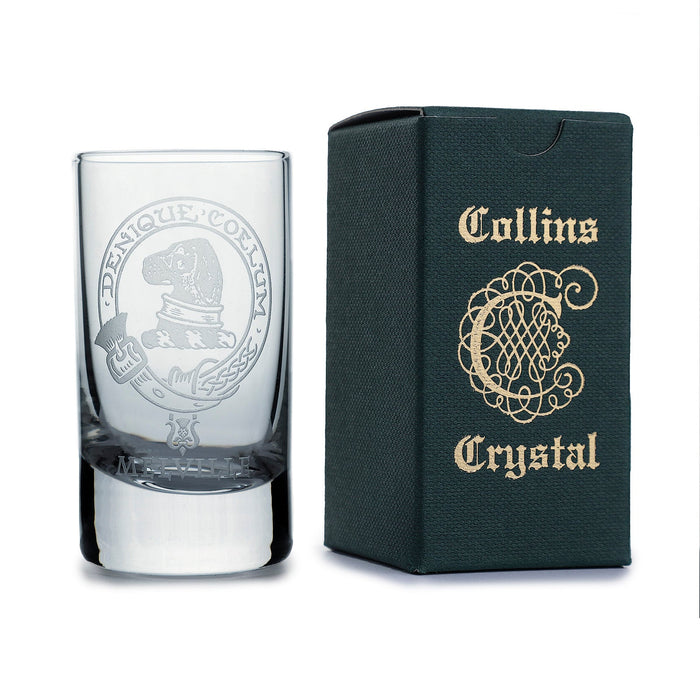 Collins Crystal Clan Shot Glass Melville - Heritage Of Scotland - MELVILLE