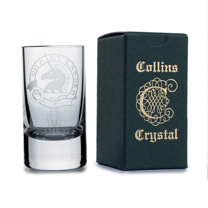 Collins Crystal Clan Shot Glass Ramsay - Heritage Of Scotland - RAMSAY