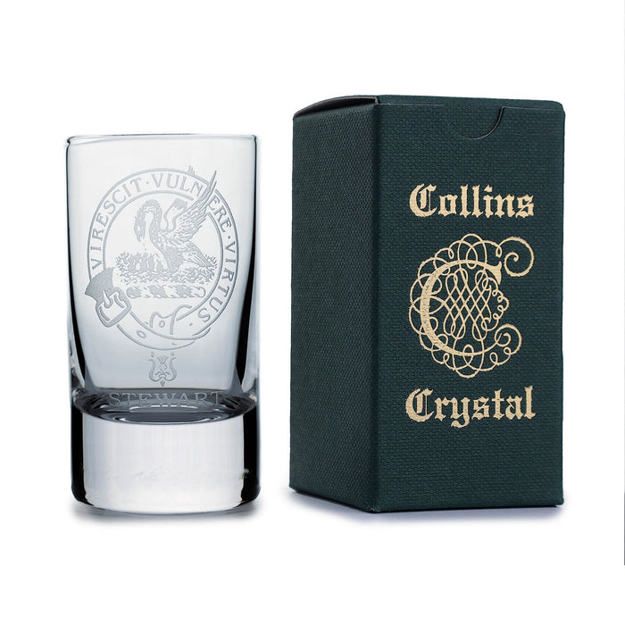 Collins Crystal Clan Shot Glass Stewart - Heritage Of Scotland - STEWART