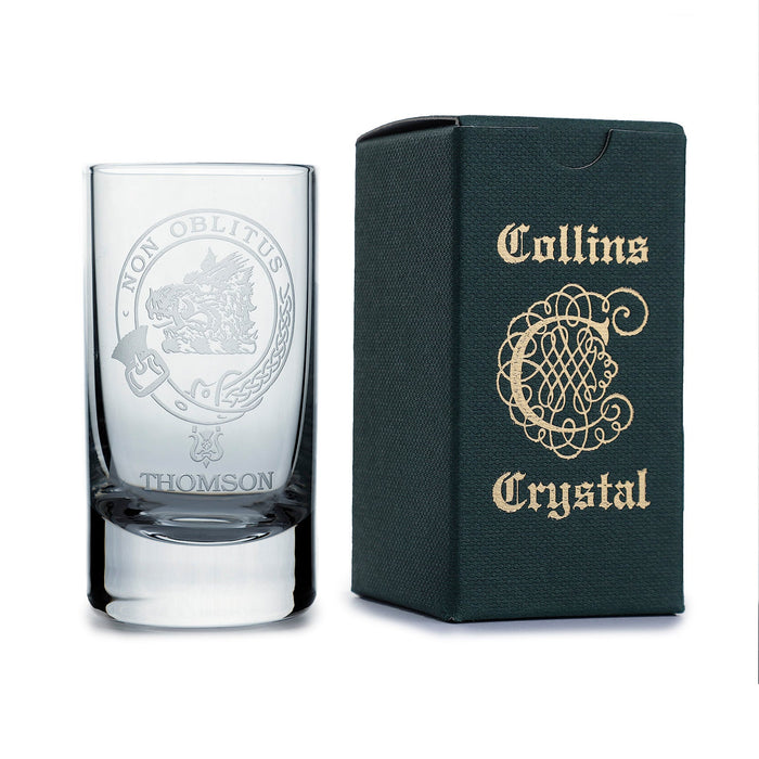 Collins Crystal Clan Shot Glass Thomson - Heritage Of Scotland - THOMSON