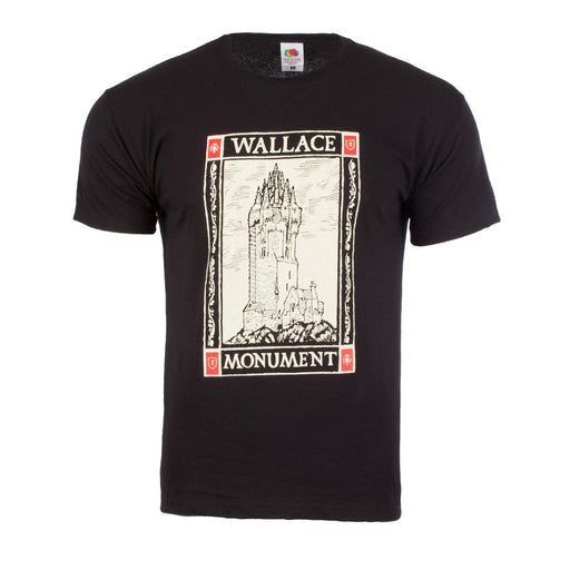 (D) Wallace Monument 4 Square Design T Shirt - Heritage Of Scotland - BLACK