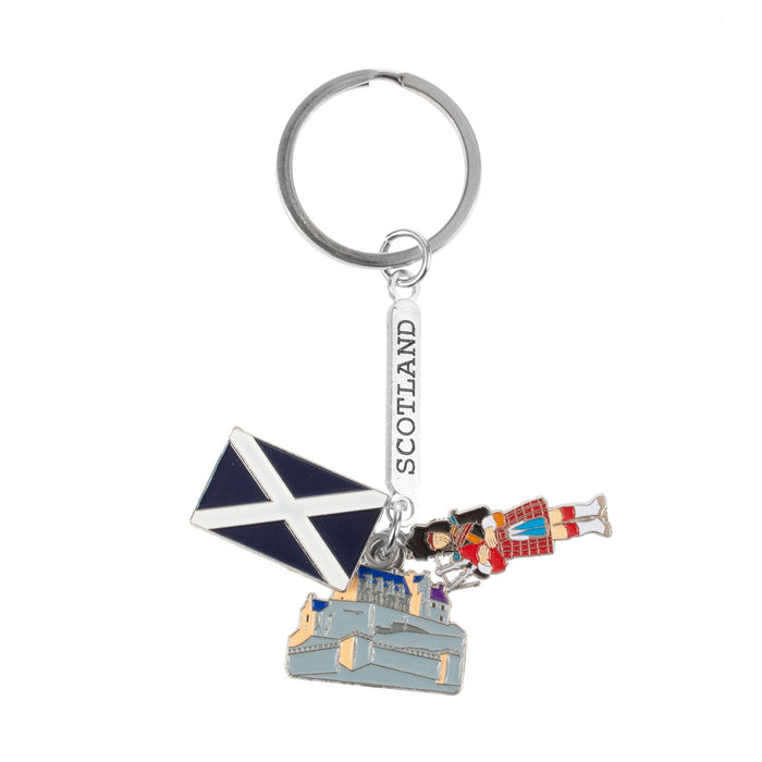 Dangle Charms Keyring - Flag/Castle/Pipe - Heritage Of Scotland - NA