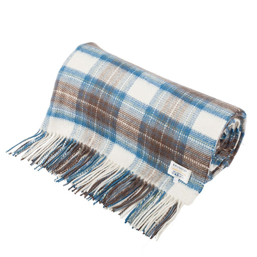 Deluxe Lambswool Tartan Blanket Rugs Stewart Muted Blue - Heritage Of Scotland - STEWART MUTED BLUE
