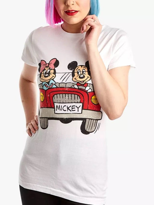Disney Mickey Car T-Shirt - Heritage Of Scotland - WHITE