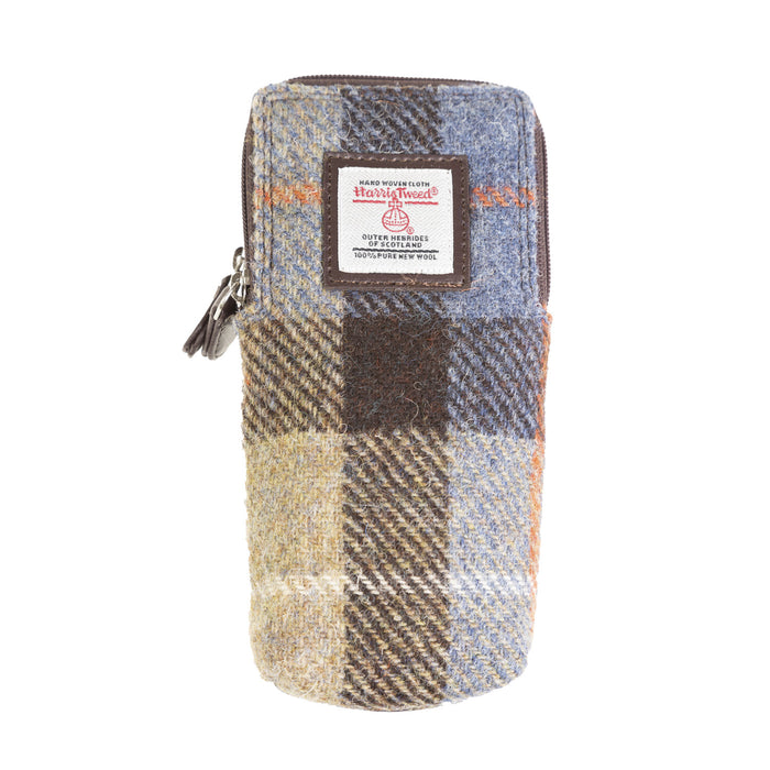 Double Glasses Sleeve Blue/Brown Check - Heritage Of Scotland - BLUE/BROWN CHECK