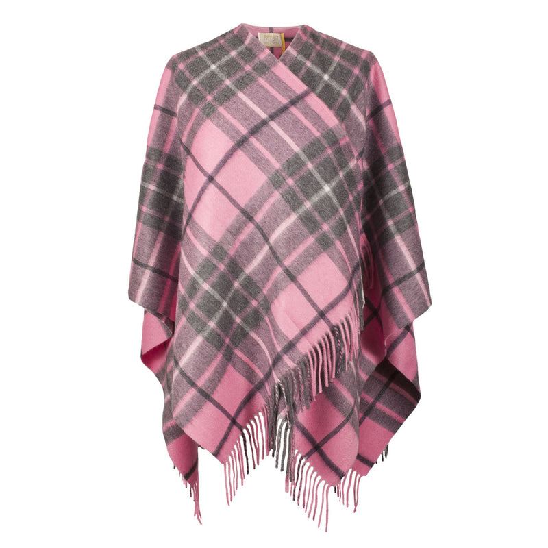 Dunedin Cashmere Big Check Mini Cape Gresham/Pink-Derby - Heritage Of Scotland - GRESHAM/PINK-DERBY