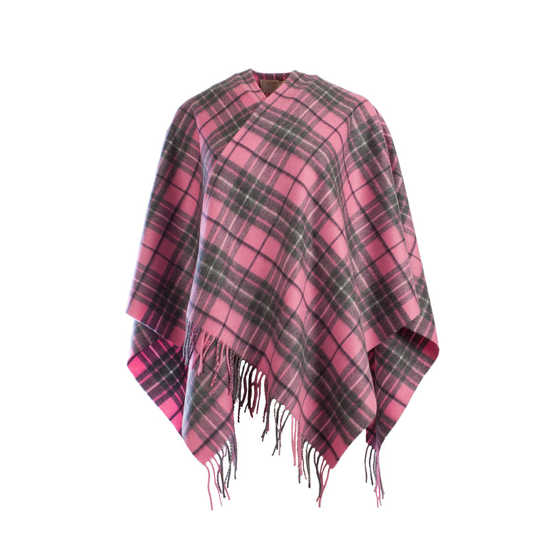 Dunedin Cashmere Mini Cape Gresham/Pink-Derby - Heritage Of Scotland - GRESHAM/PINK-DERBY