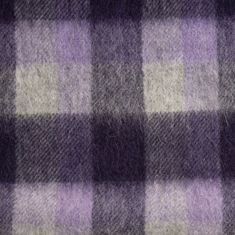 Edinburgh 100% Lambswool Scarf Big Check 27570 Purple/Oyster - Heritage Of Scotland - BIG CHECK 27570 PURPLE/OYSTER