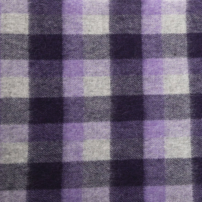 Edinburgh 100% Lambswool Scarf Big Check 27570 Purple/Oyster - Heritage Of Scotland - BIG CHECK 27570 PURPLE/OYSTER