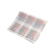 Edinburgh 100% Lambswool Scarf Big Check 27587 Muted White/Pink - Heritage Of Scotland - BIG CHECK 27587 MUTED WHITE/PINK