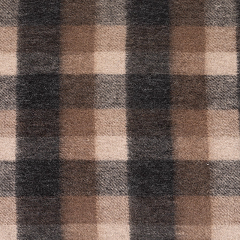 Edinburgh 100% Lambswool Scarf Big Check Natural Brown - Heritage Of Scotland - BIG CHECK NATURAL BROWN