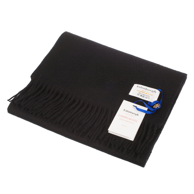 Edinburgh 100% Lambswool Scarf Black - Heritage Of Scotland - BLACK