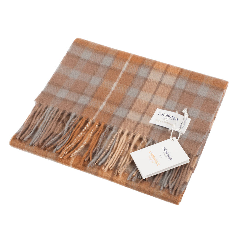 Edinburgh 100% Lambswool Scarf Buchanan Natural - Heritage Of Scotland - BUCHANAN NATURAL