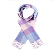 Edinburgh 100% Lambswool Scarf Bursted Check Lavender/Pink - Heritage Of Scotland - BURSTED CHECK LAVENDER/PINK