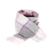 Edinburgh 100% Lambswool Scarf Chequer Tartan Beige/Rose - Heritage Of Scotland - CHEQUER TARTAN BEIGE/ROSE