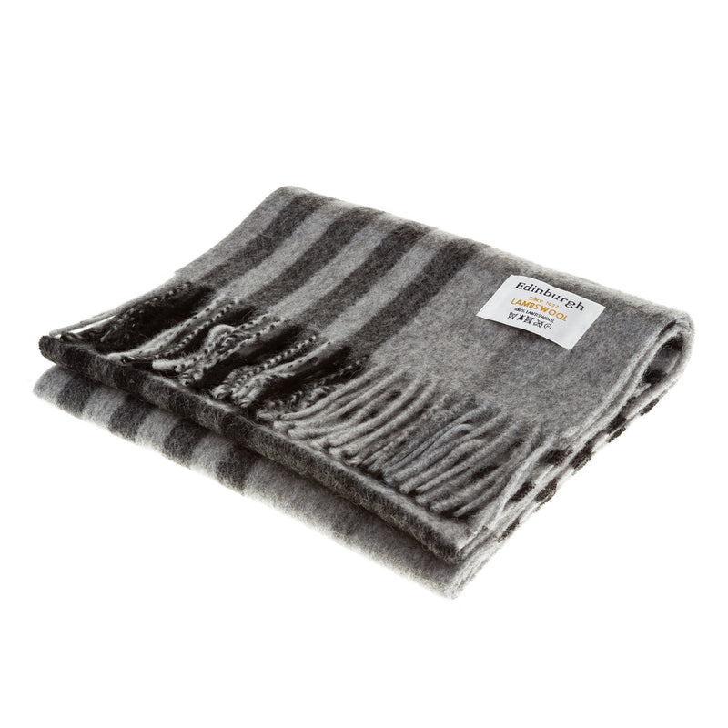 Edinburgh 100% Lambswool Scarf Chequer Tartan Dk Grey - Heritage Of Scotland - CHEQUER TARTAN DK GREY