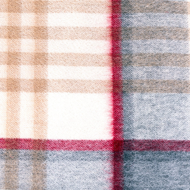 Edinburgh 100% Lambswool Scarf Chequer Tartan Lt Camel/Grey (24539) - Heritage Of Scotland - CHEQUER TARTAN LT CAMEL/GREY (24539)