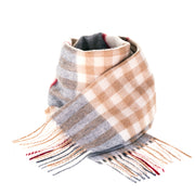 Edinburgh 100% Lambswool Scarf Chequer Tartan Lt Camel/Grey (24539) - Heritage Of Scotland - CHEQUER TARTAN LT CAMEL/GREY (24539)