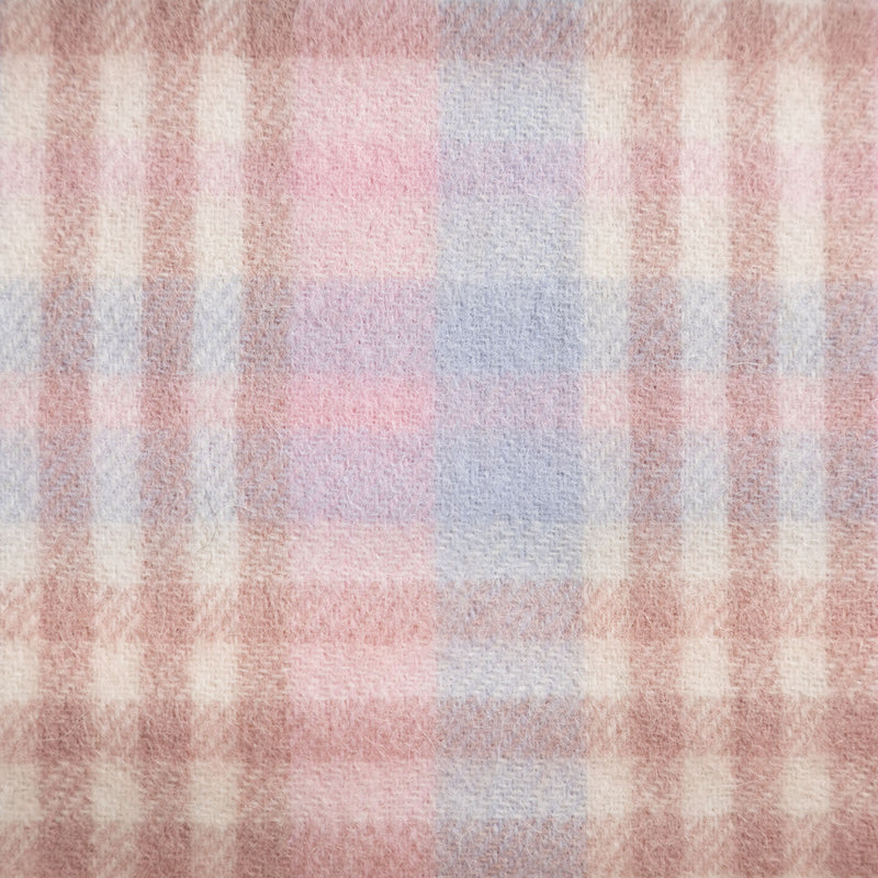 Edinburgh 100% Lambswool Scarf Cluster Gingham 27622 Lilac/Pink/White - Heritage Of Scotland - CLUSTER GINGHAM 27622 LILAC/PINK/WHITE