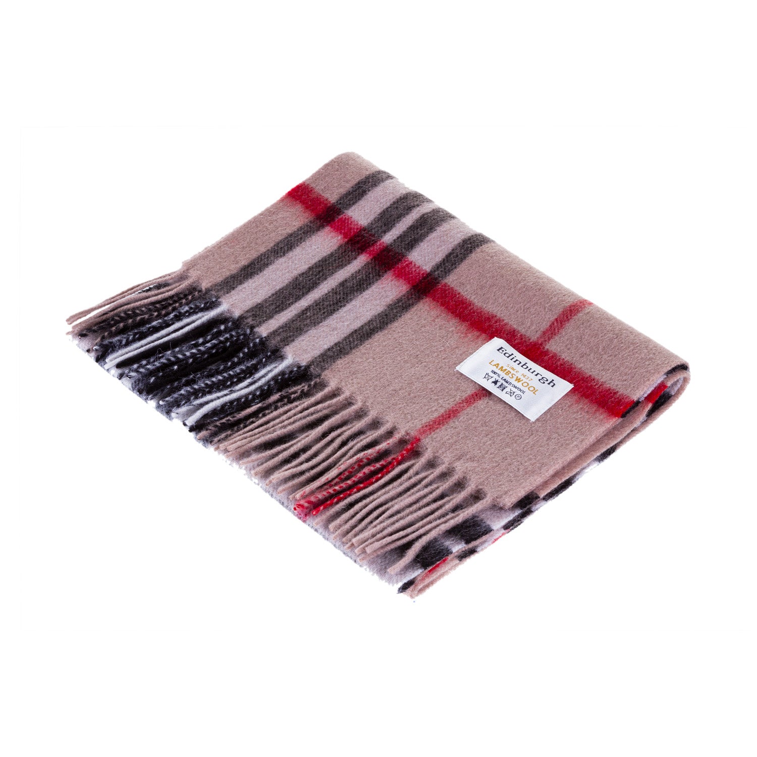 Edinburgh 100% Lambswool Scarf Enlarged Off Ctr Scotty Thom Camel - Heritage Of Scotland - ENLARGED OFF CTR SCOTTY THOM CAMEL