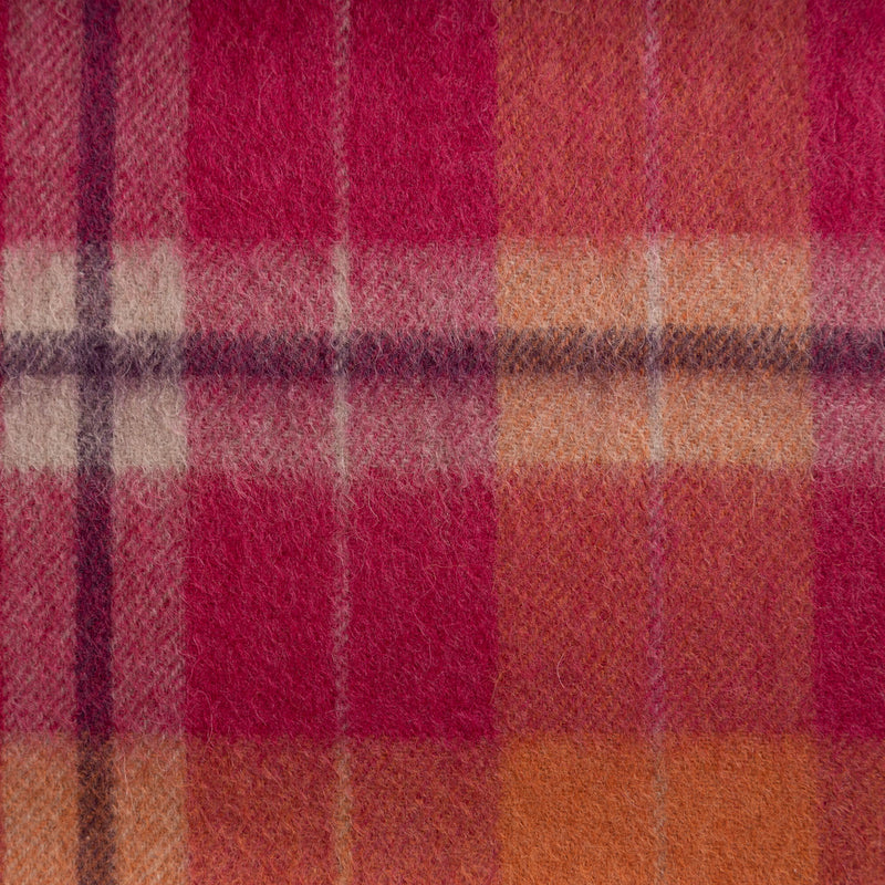 Edinburgh 100% Lambswool Scarf Heivon Check - Radicchio/Oriental Ginger - Heritage Of Scotland - HEIVON CHECK - RADICCHIO/ORIENTAL GINGER