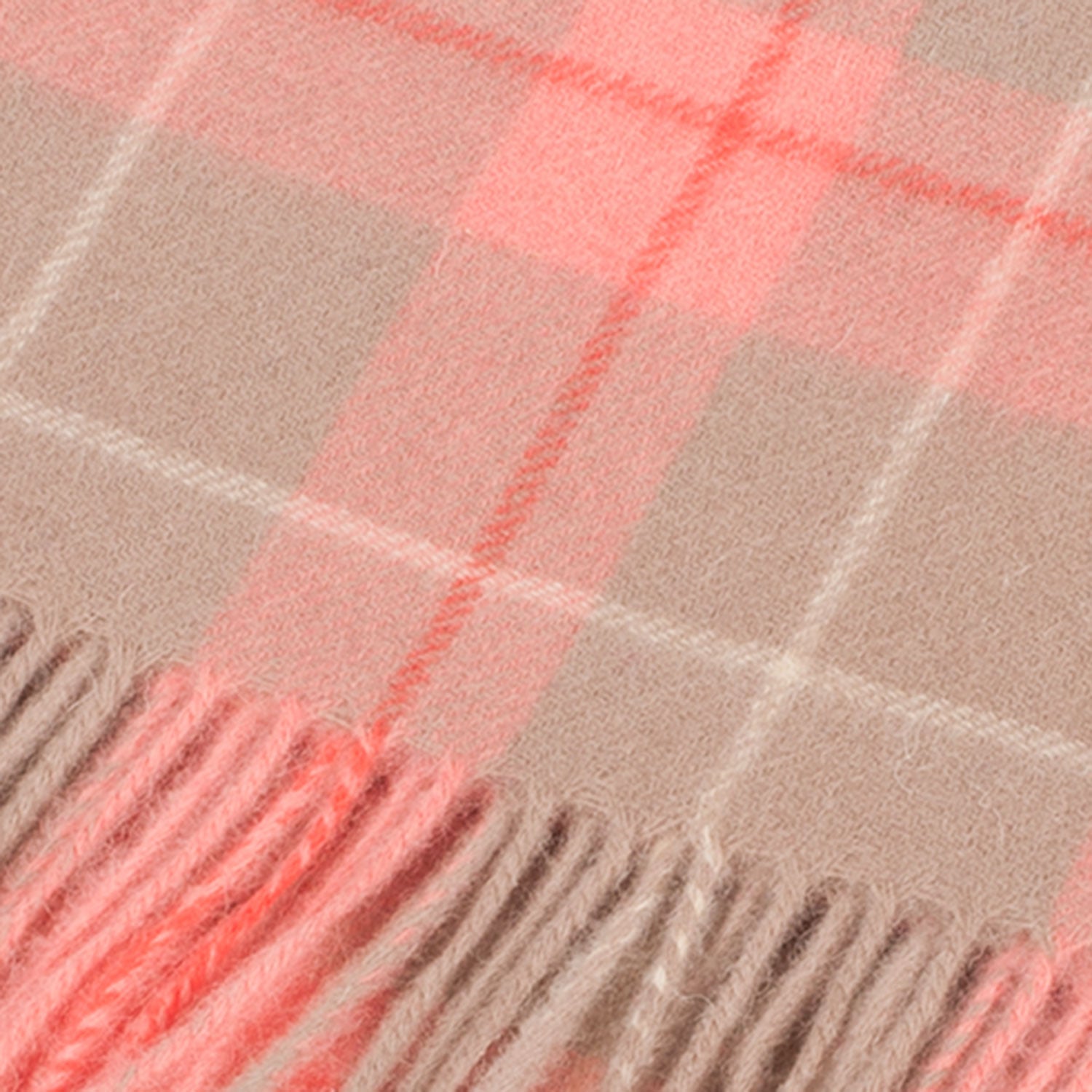 Edinburgh 100% Lambswool Scarf Heivon Tattersall - Warm Taupe/Coral - Heritage Of Scotland - HEIVON TATTERSALL - WARM TAUPE/CORAL