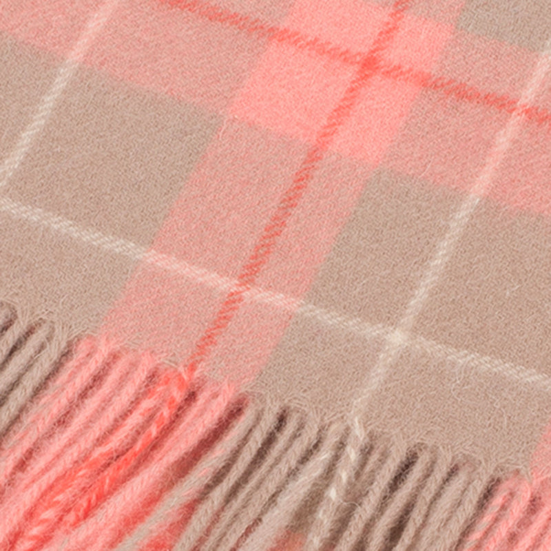 Edinburgh 100% Lambswool Scarf Heivon Tattersall - Warm Taupe/Coral - Heritage Of Scotland - HEIVON TATTERSALL - WARM TAUPE/CORAL