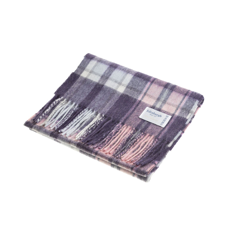 Edinburgh 100% Lambswool Scarf Henold - Blackberry/Blue/Camellia - Heritage Of Scotland - HENOLD - BLACKBERRY/BLUE/CAMELLIA