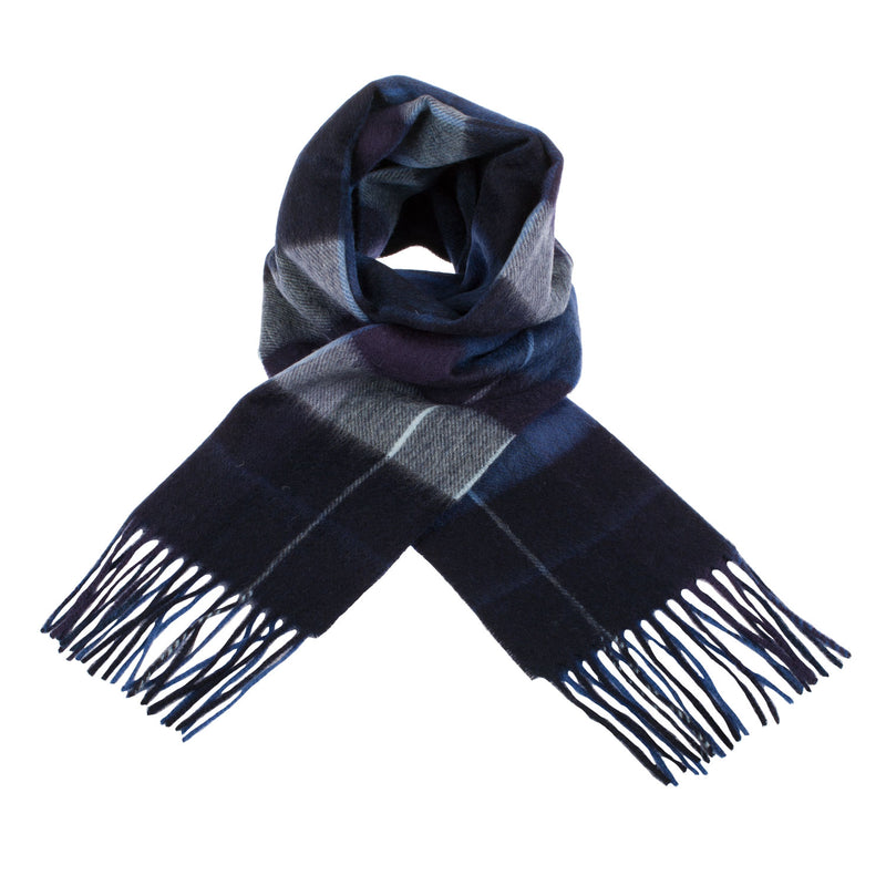 Edinburgh 100% Lambswool Scarf Mixed Check - Blue - Heritage Of Scotland - MIXED CHECK - BLUE