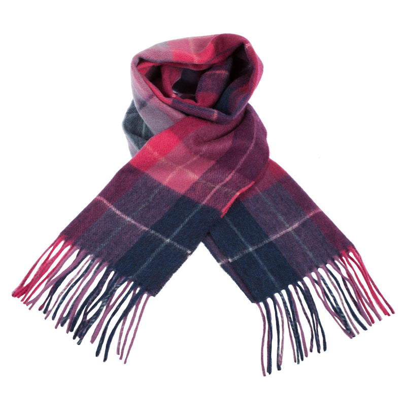 Edinburgh 100% Lambswool Scarf Multi Windowpane - Navy/Pink - Heritage Of Scotland - MULTI WINDOWPANE - NAVY/PINK