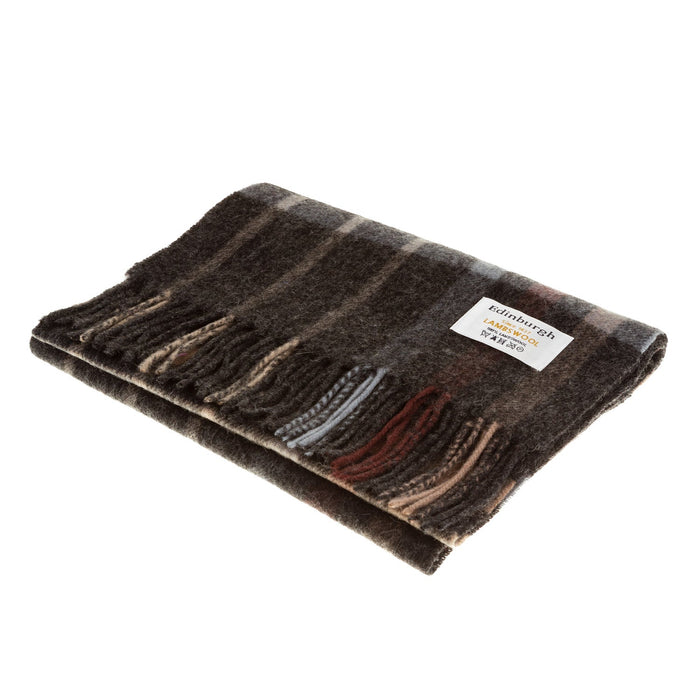 Edinburgh 100% Lambswool Scarf Oversized Check Taupe - Heritage Of Scotland - OVERSIZED CHECK TAUPE