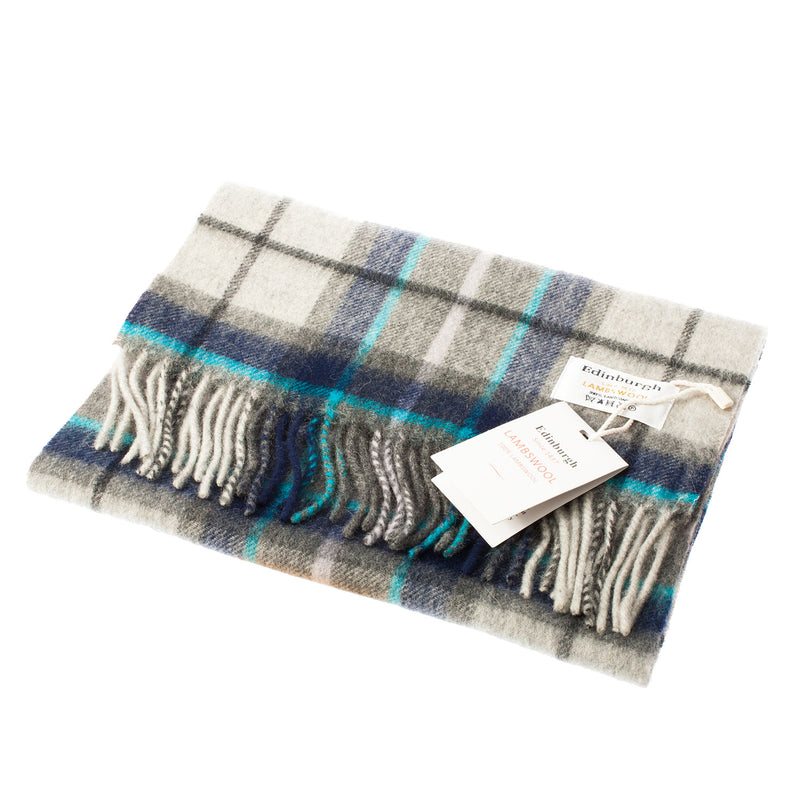 Edinburgh 100% Lambswool Scarf Tweed Tartan Dover/Grey Check - Heritage Of Scotland - TWEED TARTAN DOVER/GREY CHECK