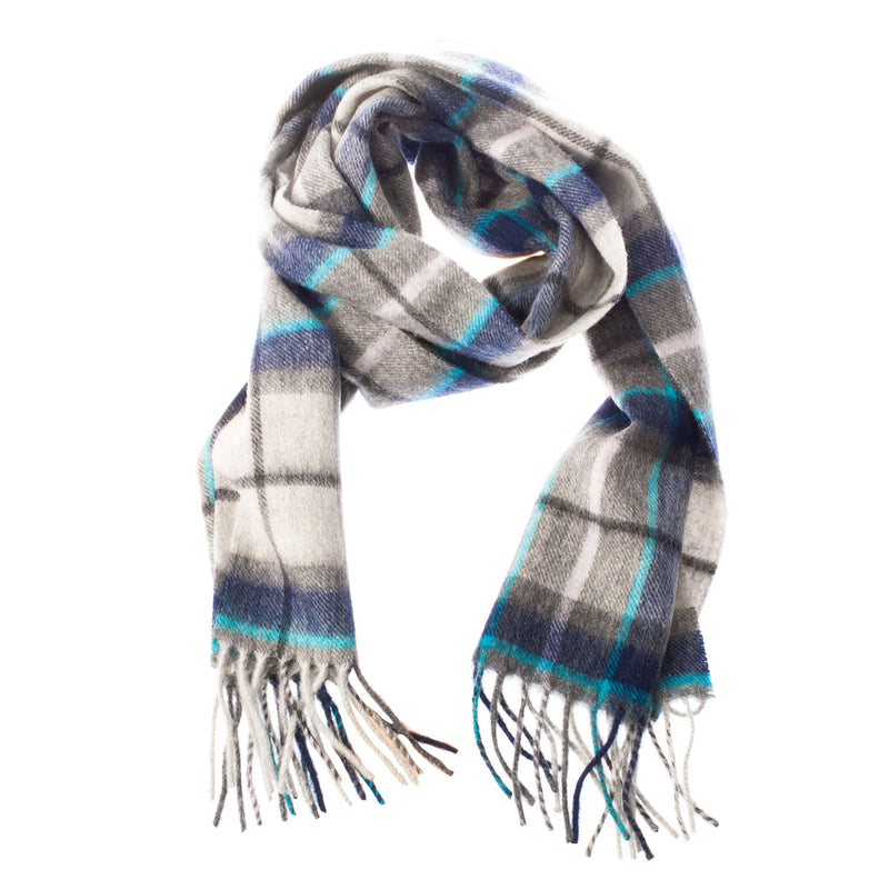 Edinburgh 100% Lambswool Scarf Tweed Tartan Dover/Grey Check - Heritage Of Scotland - TWEED TARTAN DOVER/GREY CHECK