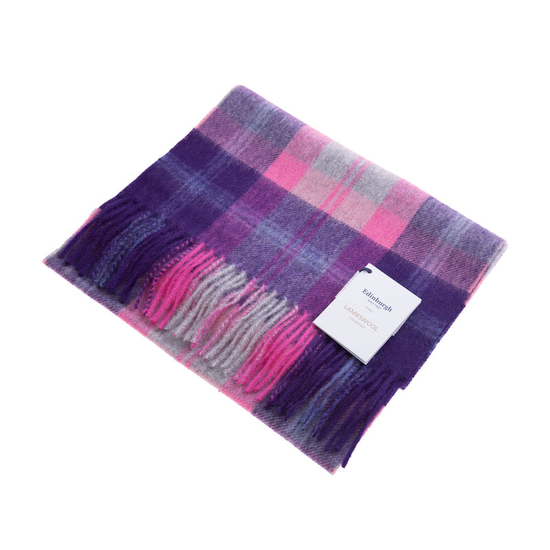 Edinburgh 100% Lambswool Tartan Scarf Baird Check Fuschia - Heritage Of Scotland - BAIRD CHECK FUSCHIA