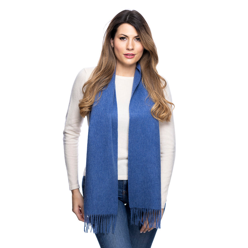Edinburgh 100% Lambswool Tartan Scarf Soft Denim - Heritage Of Scotland - SOFT DENIM