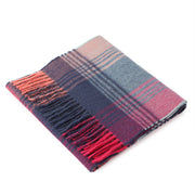 Edinburgh Cashmere Scarf Broken Check - Orange/Pink/Denim - Heritage Of Scotland - BROKEN CHECK - ORANGE/PINK/DENIM