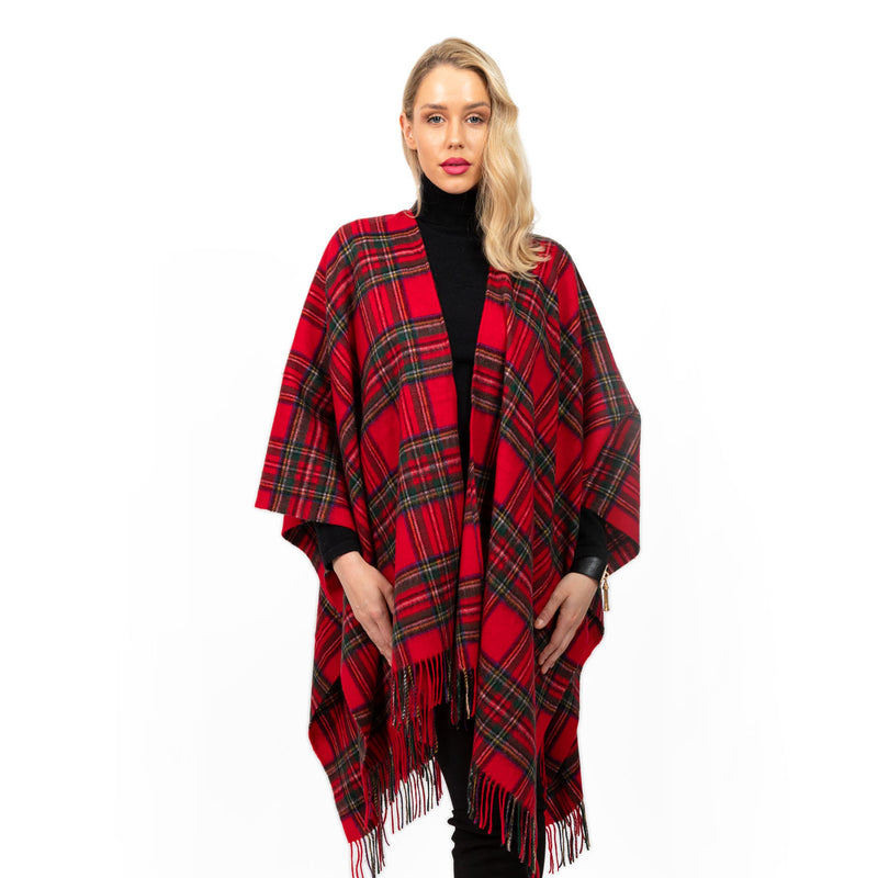 Edinburgh Lambswool Long Tartan Cape Stewart Royal - Heritage Of Scotland - STEWART ROYAL