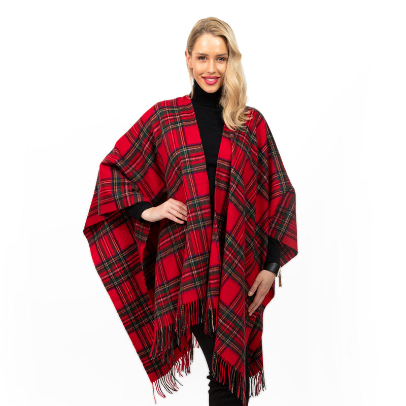 Edinburgh Lambswool Long Tartan Cape Stewart Royal - Heritage Of Scotland - STEWART ROYAL