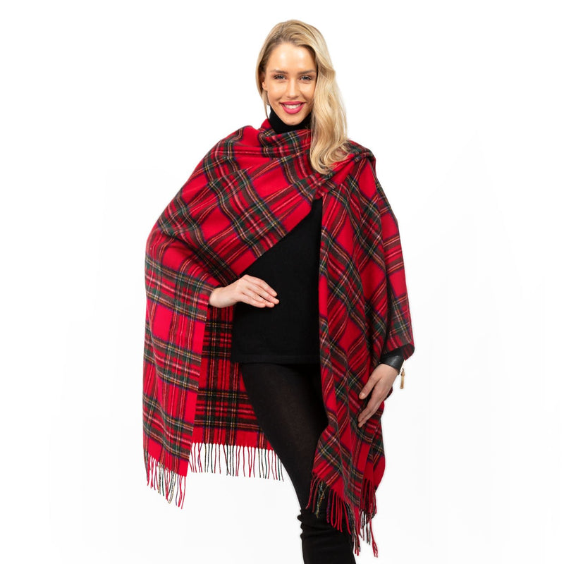 Edinburgh Lambswool Long Tartan Cape Stewart Royal - Heritage Of Scotland - STEWART ROYAL