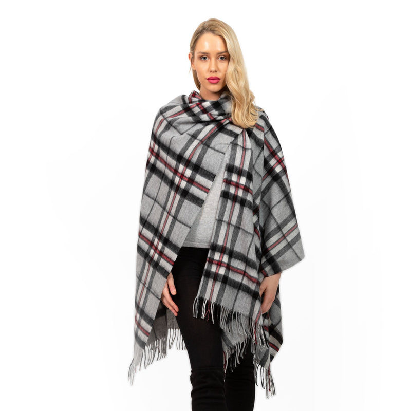 Edinburgh Lambswool Long Tartan Cape Thomson Grey - Heritage Of Scotland - THOMSON GREY
