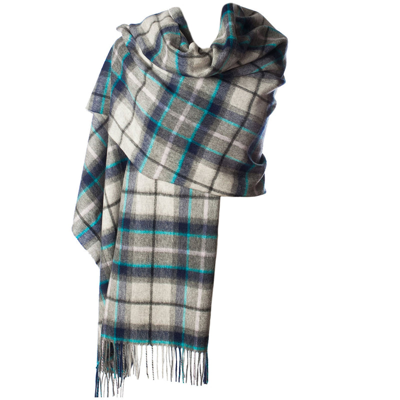Edinburgh Lambswool Stole Tweed Tartan Dover/Grey Check - Heritage Of Scotland - TWEED TARTAN DOVER/GREY CHECK