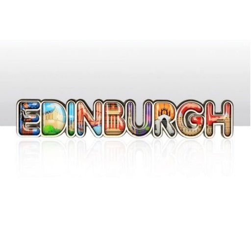 Edinburgh Montage Lettering Wood Magnet - Heritage Of Scotland - NA
