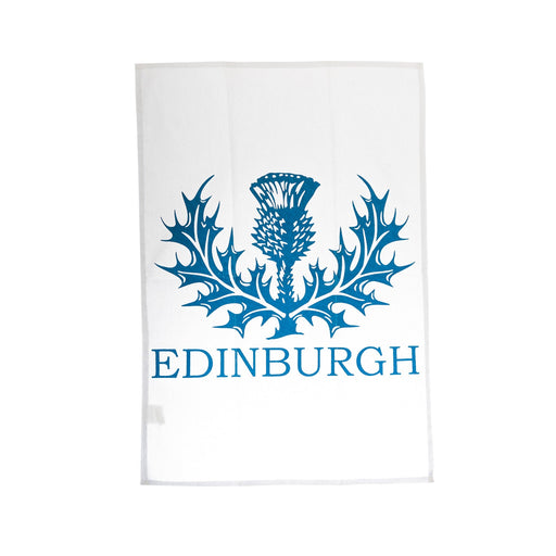 Edinburgh Thistle Tea Towel - Heritage Of Scotland - White