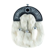 Full Dress Sporran, Celtic Circle With Studs Rabbit Fur - Heritage Of Scotland - RABBIT FUR (WHITE)
