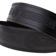 Gent's Leather Kilt Belt, Celtic Circle Embossed - Heritage Of Scotland - BLACK / CELTIC CIRCLE EMBOSSED